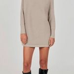 Turtleneck Batwing Sleeve Oversized Ribbed Knit Tunic Sweater (72) Photo 7