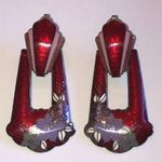 REO Vintage Burgundy Enamel Floral Cloisonné Boho Retro Pierced Earrings Purple Photo 0