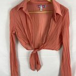 Urban Outfitters Rachel Plisse Crinkle Tie Front Crop Top Size Small Photo 2