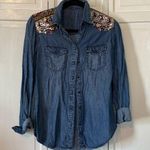 Desigual  Sequin Embellished Denim Shirt - Size S Photo 0