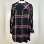 Cloth & Stone  Jewel Tone Long Sleeve Plaid Shift Shirt Dress Size Medium Photo 6