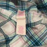 Victoria's Secret Night Shirt Flannel Blue Pink Plaid Button Front Small Photo 4
