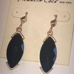 Kenneth Cole  Gold Tone Black CZ Rhinestone Dangling Boho Pierced Earrings Photo 0