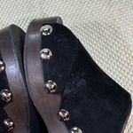 Ganni Black Suede Studded Wood Platform Clogs Mules Women's 41 (US 11) Photo 7