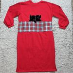 Vintage Christmas Nightgown Holiday Plaid Dog Sleep Shirt S Small New Red Photo 4