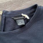 Club Monaco  Black Navy Dress 12 Mini Chic Leather Trim Cocktail Photo 5