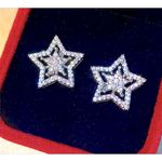 Boutique Large‎ Sparkling Star Earrings | White Gold Plated Silver Photo 4
