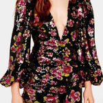 For Love & Lemons ‎ Morrison Mini Dahlia Floral Dress Black Sequin Size XS Photo 0