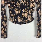 Free People NWT Dinner Party Black Floral Long Sleeve Crop Top XS Photo 9