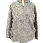 Simply Southern | Women's Gray Sherpa Teddy Bear 3/4 Zip Pullover Jacket Sz M Photo 0