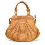 Valentino Garavani 1990s Brown Pleated Leather Shoulder Bag Tote Brass Hardware Photo 2