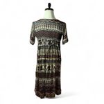 Vintage‎ Deer Print Maxi Dress, Boho Hippie Chic, Button Front Sun Dress Brown Size M Photo 1
