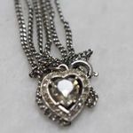 Trifari Rare Crown  Vintage Crystal Rhinestone Heart Silver Tone Necklace Photo 2