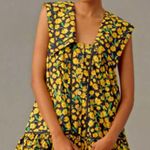 Maeve Anthropologie Collared Poplin Swing Mini Dress Black Yellow DaisyXS Size XS Photo 0