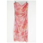 ZARA NWT Mesh Ruched Strapless Midi Dress XL Pink Photo 1