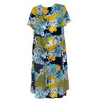 Jessica London BLUE YELLOW WHITE ALL OVER PRINT HI-LOW FAUX WRAP MAXI DRESS 16W Photo 3
