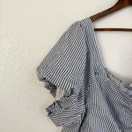 Old Navy NEW Womens Shirt Blue White Stripe Puff Sleeve Smocked Back Size 4X Photo 4