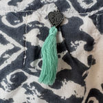 Z&L Europe Kaftan Swim Coverup Free Size Batik Print Tassels Embroidered Gray Photo 4