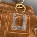 Coach  SMALL Hvy Leather Suede Mia Soho Satchel Barrel Shoulder Bag F10061 Brown Photo 1