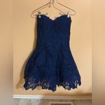 La Femme  19160 Navy Strapless Floral Mini Dress Photo 1