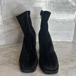 Betsey Johnson Matcha Bootie Black Gold Women's velvet platform Ankle Boots 7.5M Size 7.5 Photo 3