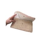 Vtg Woven Rattan Clutch Purse Women's Made In Japan Wicker Beach Pink Beige Boho Photo 2