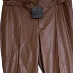 Marc New York NWT  Andrew Marc  Cognac Faux Leather Cropped Belted Pants Photo 5