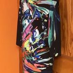 Maia Colorful Abstract Art Midi Dress Size 4 Photo 6