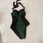 Hot Topic GOTHIC SEXY GREEN LACE FLOWERS PANEL HALTER SWIMSUIT BATHING SUIT STEAMPUNK M Photo 7