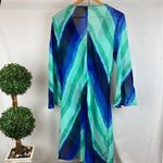 Roulette Blue & Green Print Sequins Embellished Long Sleeve Swim Cover Dress 14 Photo 1