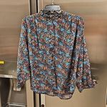 πDOENπ The Rose Top ~ Navy Lady Bird Floral Print Small Black Photo 11