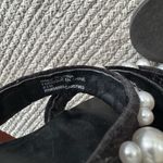 Leith Black Velvet and Pearl Triple Strap Slide Sandals Size 6.5 Photo 7