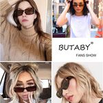  Rectangle Sunglasses for Women Retro Driving Glasses 90’s Vintage Fashion Narrow Square Frame  Photo 5