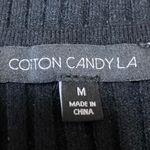 Cotton Candy LA  Black Short Sleeve Ribbed Knit Button Front Crop Top Size M Photo 2