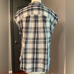 Lucky Brand Navy Plaid Button-Up Sleeveless Shirt Photo 2