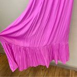 Saltwater Luxe ‎ Pink One Shoulder Satin Dotted Smocked Tiered Maxi Dress Size S Photo 5
