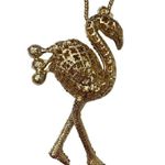 Betsey Johnson 17"+ 2" Purple Rhinestone Flamingo Long Goldtone Chain Necklace Photo 5