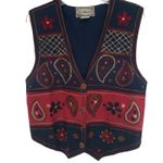 Vtg 90s New Directions Womens Vest Sz S Boho Festival Folk Western Embroidery Blue Photo 13