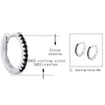 Boutique NEW Black‎ Onyx Sterling Huggie Hoop Earrings, 9mm Photo 6