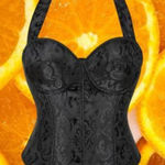 Floral Pattern Bustier Halter Top,‎ Sexy Crop Backless Halter Top Size (8/10) Black Size M Photo 0