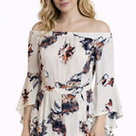 The Clothing Company Boho Floral Off Shoulder Romper Bell Sleeve Cream Playsuit Photo 0