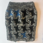 VINTAGE SML SPORT Hand‎ Knit Sweat Vest Black Blue and Grey Star Shapes Sz Large Photo 2