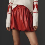 Maeve  The Carys Mock Neck White Sweater with Red Heart Accents Medium Photo 0