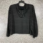 Arizona Jeans Arizona Jean Co Black Striped Hooded Crop Top - Size XXL - Long Balloon Sleeves Photo 5