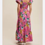 Listicle NWT  Floral Puff Sleeve Tiered Smocked Maxi Poplin Cotton Dress LARGE Photo 3