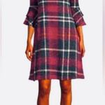 R & K  Plaid Burgundy/Black Shift Dress Size 10 Photo 5