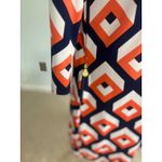 Tracy Negoshian Geometric Print Dress Keyhole Neckline 3/4 Sleeve Size L Photo 3