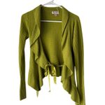 Pointella 100% Cashmere Cardigan Green Ruffle Tie Front Fairycore Sweater Sz S Photo 0