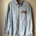 Vintage Bunny Button Down Denim Top Women's Large Blue Photo 0