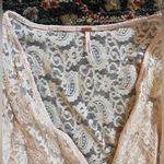 Free People  Mini PEARL LACE Pink Cream Faux Wrap V Neck Dress medium Photo 3